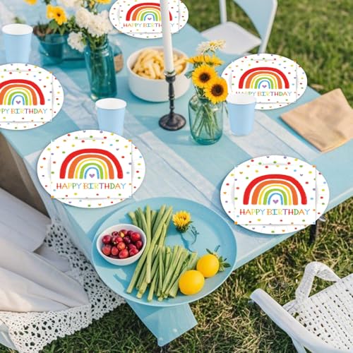 40 Pcs Happy Birthday Party Dinner Dessert Plates and Napkins Sets (40 Count)