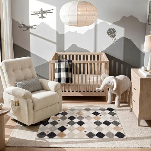 3x5 Washable Playroom Rug for Kids Room Classroom Rug Marble (15 Sq Ft)