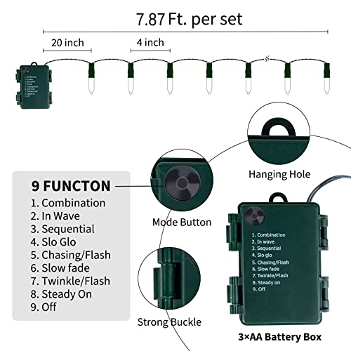 8ft 20LED Battery Operated Christmas String Lights with Timer (4 Count)