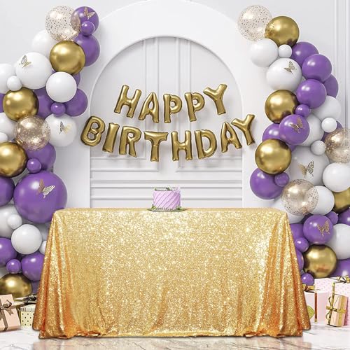 Sequin Tablecloth 50x72 Inch Gold for Wedding Party