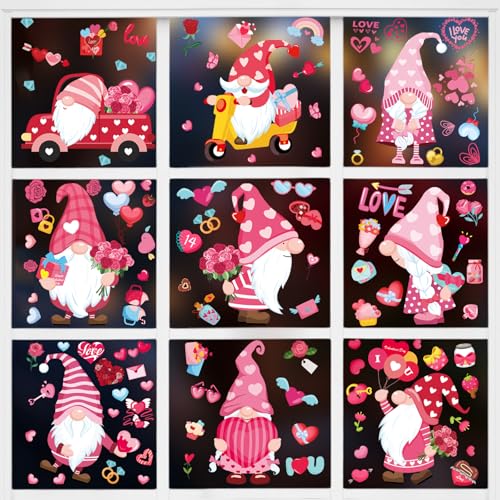 107 PCS Valentines Window Clings (9 Count)