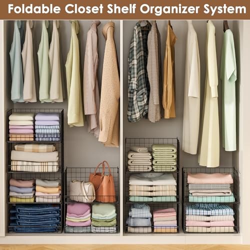 3 Tier Stackable Closet Organizers and Storage Shelves (3 Count)