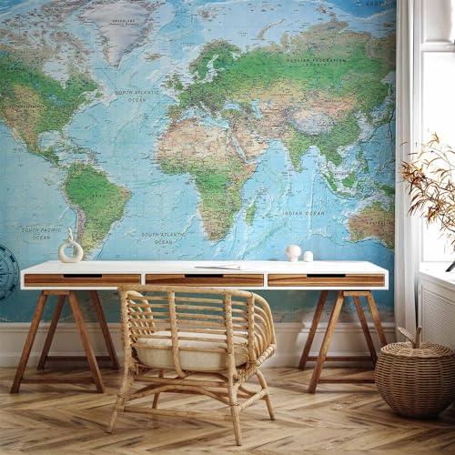 Wall Mural World Map 96x69 in (46.17 Sq Ft)