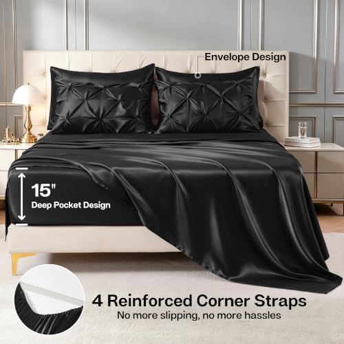 Satin Full Size Comforter Set Black