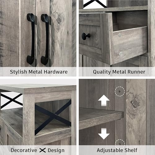 Farmhouse Storage Cabinet with Drawers and Shelf