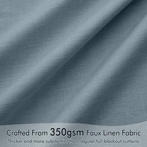 100% Blackout Back Tab Pleat Linen Curtains 50" Wx120 L