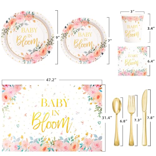 169 Pcs Baby in Bloom Baby Shower Decorations for Girl (169 Count)
