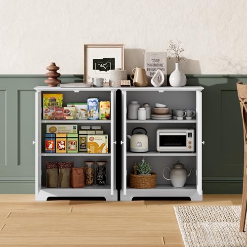 Bathroom Floor Cabinet with 2 Doors and Adjustable Shelves