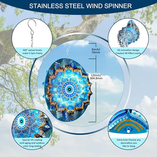 Wind Spinners Outdoor Mandala Peacock Evil Eye‌