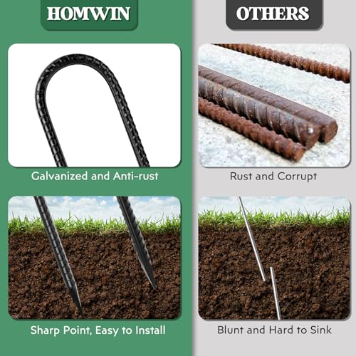 12 inches 12 Pack Trampoline Stakes Anchors High Wind Stake Heavy Duty U Hooks for Ground Lawn Garden Yard Stakes for Decorations Swing Set Shed (12 Count)