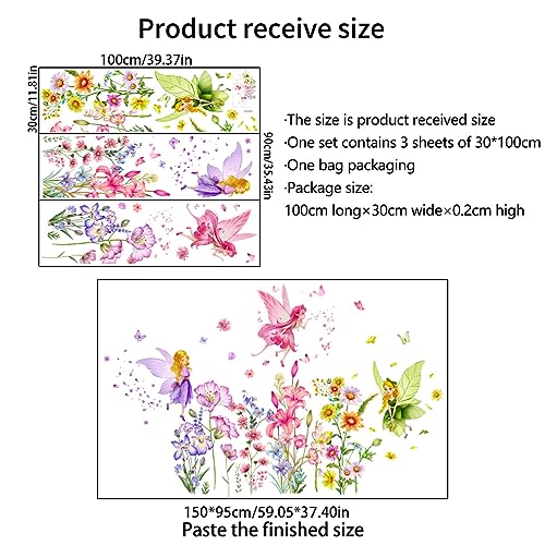 Set of 3 Sheets Size 40x12 Inch Spring Summer Window Cling Sticker Angels (93 Count)
