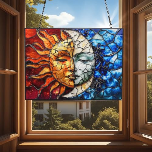 Rectangle Sun and Moon Suncatchers for Windows