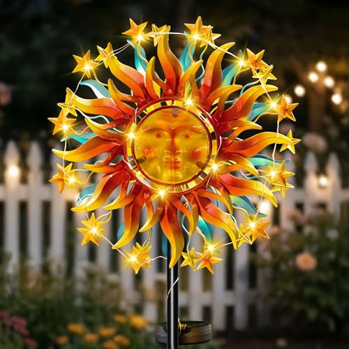 60.3" Solar Wind Spinner Outdoor Metal Sun Kinetic Sculpture