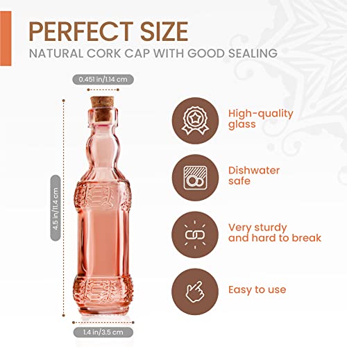 Small MIni Reddish Vintage Glass Bottles with Corks (12 Count)