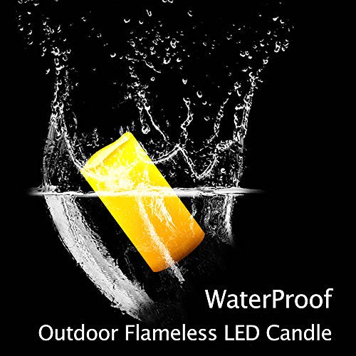 Outdoor Battery Operated Flameless LED Candles with Timer D3”xH6” 2 PCS (2 Count)