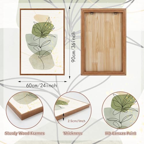 KAlRNE Boho Botanical Abstract Sage Green Large Wall Art Set (3 Count)