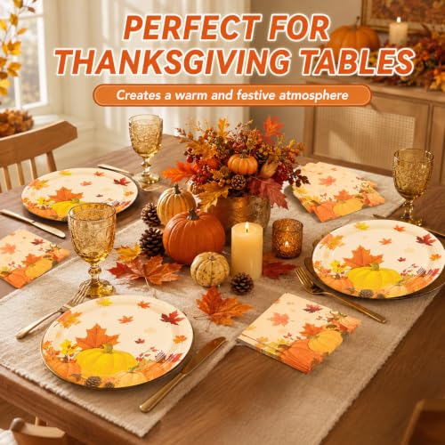 Fall Maple Leaves Paper Plates and Napkins (50 Count)
