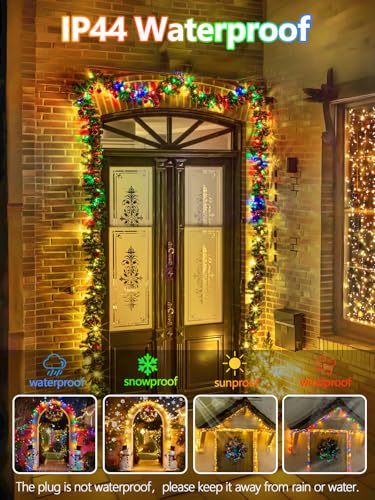 108FT Color Changing Christmas Lights with Remote Timer 300 LED