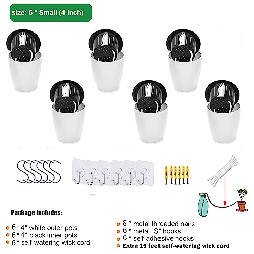 4 Inch Self Watering Hanging Planters (6 Count)