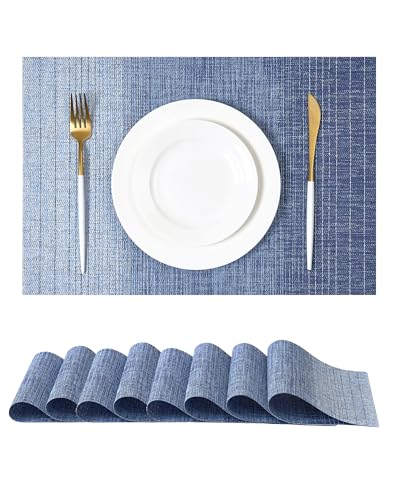 Gradient Blue Woven Placemats Set of 8 (3 Count)