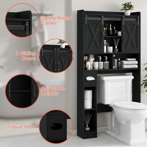 Over The Toilet Storage Cabinet with Sliding Doors