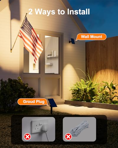 6 Pc Solar Power Spotlight Outdoor Waterproof Landscape with 3 Bright Modes (6 Count)