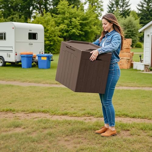 30 Gallon Resin Deck Box 2 Pack Outdoor Indoor Waterproof Storage Box for Patio Furniture Pool Accessories Storage for Cushion Garden Tools