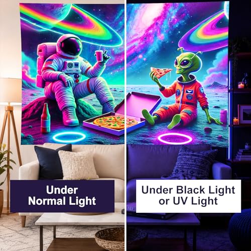 Blacklight Tapestry Space Alien Bedroom Decor 78 x 59 Inch