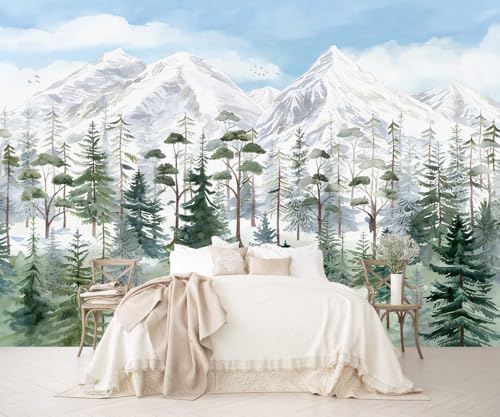 Watercolor Jungle Nursery Peel and Stick Wallpaper Woodland Mural