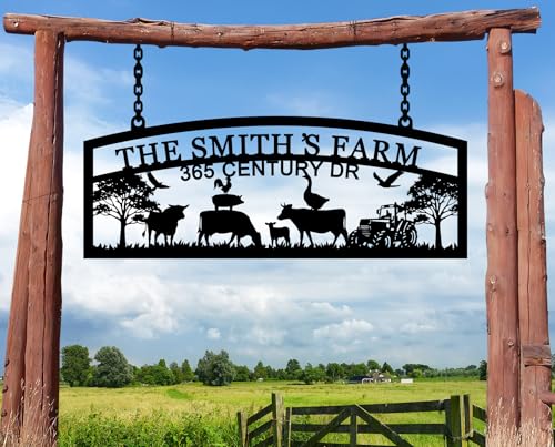 Personalized Hanging Metal Farm Signs