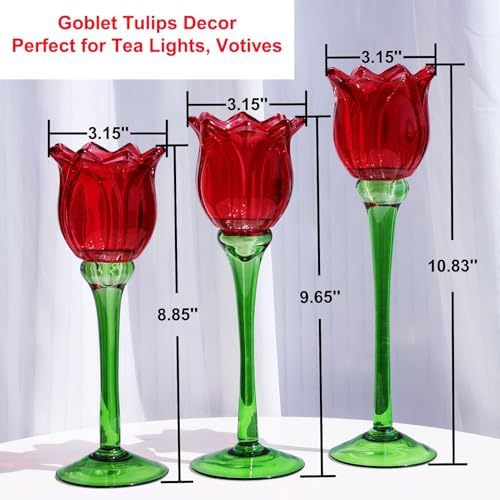 Red Tulips Tealight Candle Holder Set of 3 (3 Count)