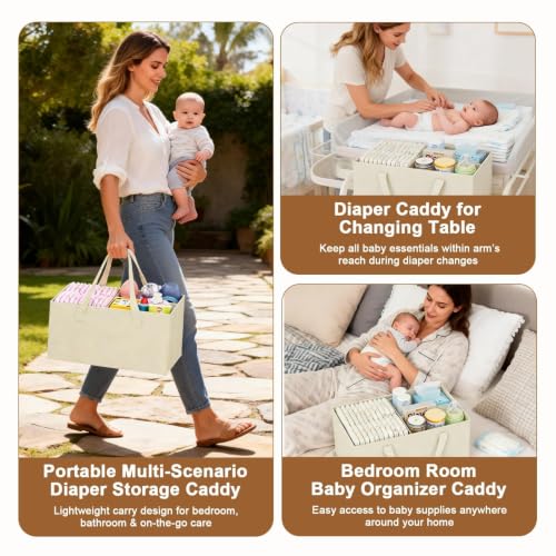 2 in 1 Baby Diaper Organizer with Diaper Caddy Basket