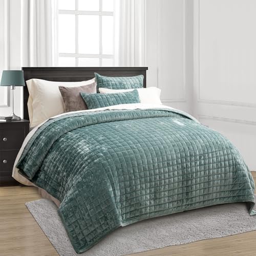 Channel Box Stitch Velvet Quilt Set