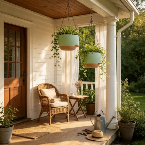 2 Pack 10 Inch Self Watering Hanging Planters for Indoor Plants