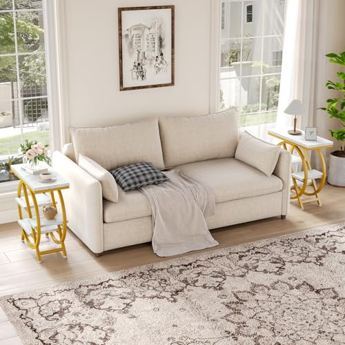 End Table, 4-Tier Narrow Faux Marble Side Table