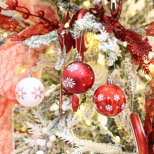 30 Pack Glitter Print Contrast Color Christmas Ball Ornaments (30 Count)
