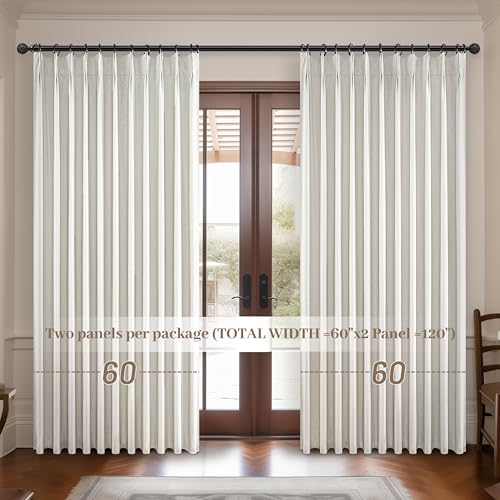 Curtains 60 Inch Length Extra Wide Pinch Pleated Black Out 84 Inch Long for Living Room