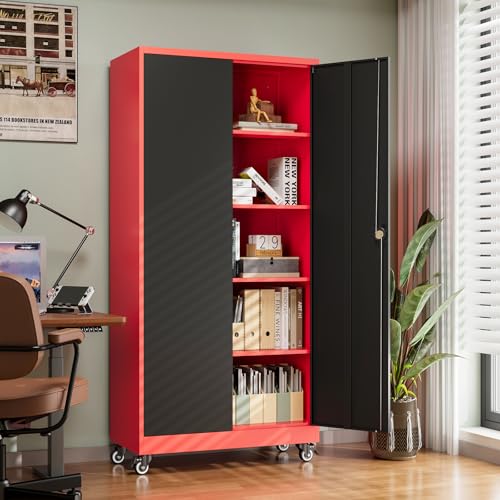 Metal Garage Storage Cabinets with Lock Door and Adjustable Shelves