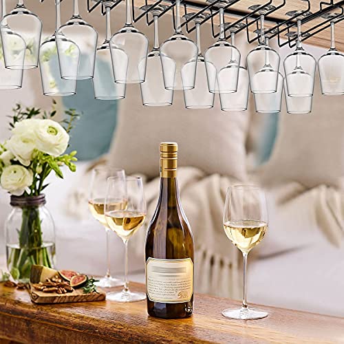 8 Row Wine Glass Rack Under Cabinet Large Capacity