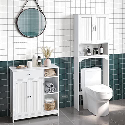 Bathroom Storage Cabinet with Drawer and 2 Beadboard Doors