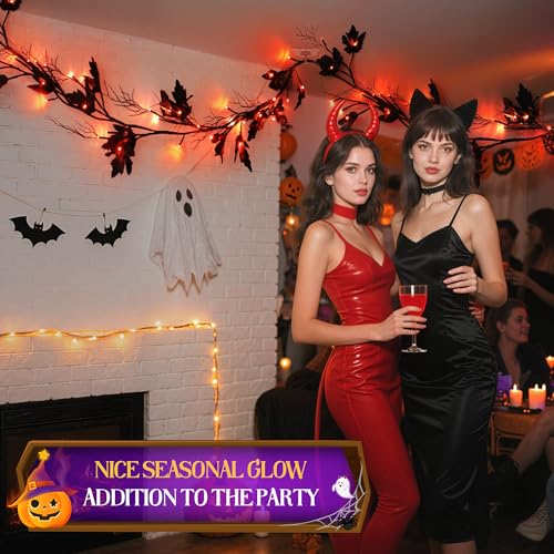 Halloween Garland with Orange LED Lights