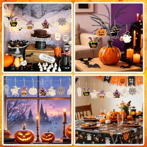 36PCS Wooden Halloween Ornaments to Paint Fall Decorations Crafts for Kids (36 Count)
