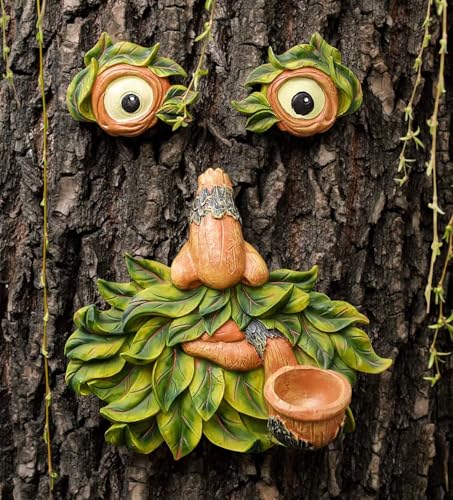Tree Face Garden Decor with Bird Feeder