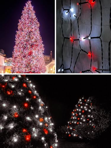 Solar Christmas Lights Outdoor 4 Pack 132FT 400 LED String Lights Red White (4 Count)