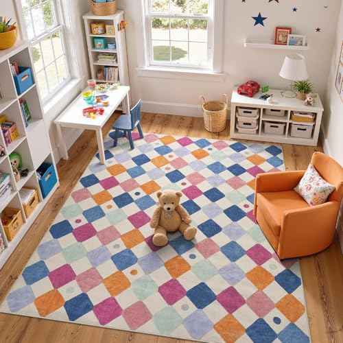 8x10 Kids Playroom Rug Washable Colorful Nursery Play Mat Berries (80 Sq Ft)