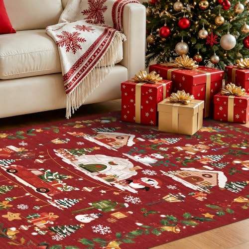 Washable Christmas Rug Runner 3x4