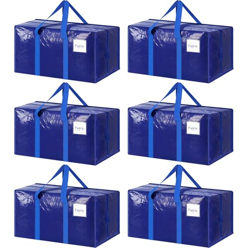 6 Pack Extra Heavy Duty Large Moving Bags with Strong Zipper (6 Count)