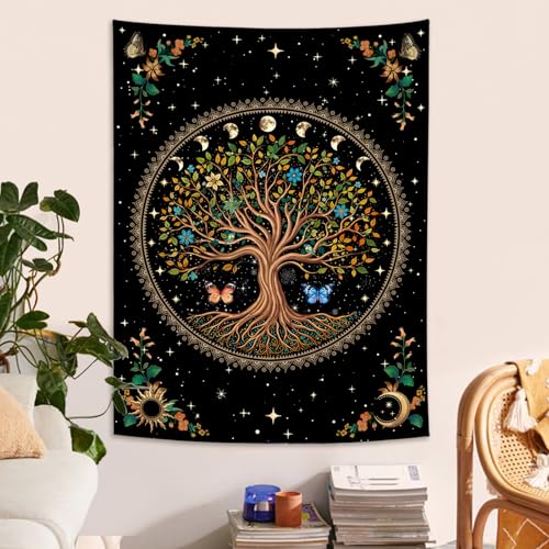 Tree of Life Tapestry Moon Phase Wall Tapestry