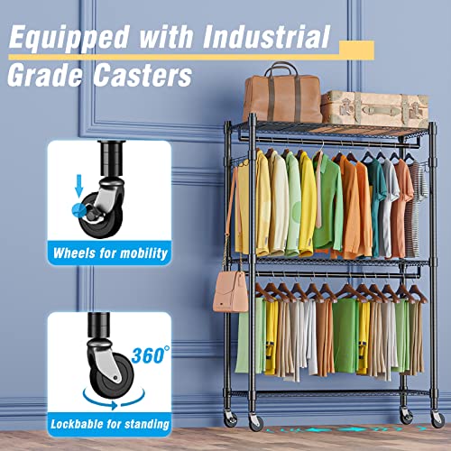 Rolling Garment Rack with Double Rod