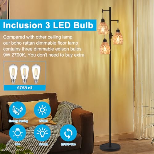 Boho Rattan Floor Lamp
